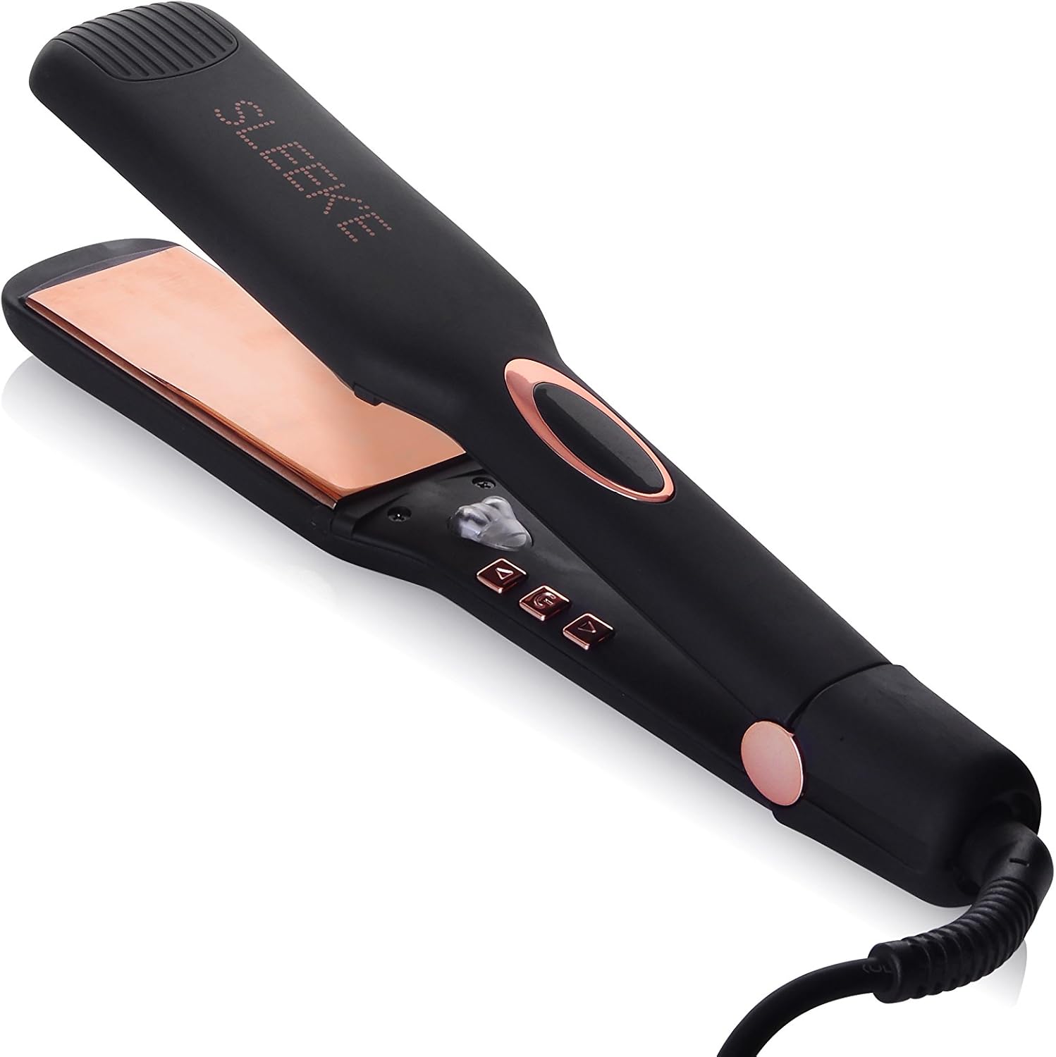 Sleek’e Hair Infrared 2" Wide Flat Iron Professional Ceramic Tourmaline-Infused Titanium Straightener (2inch, Black and Rose Gold)