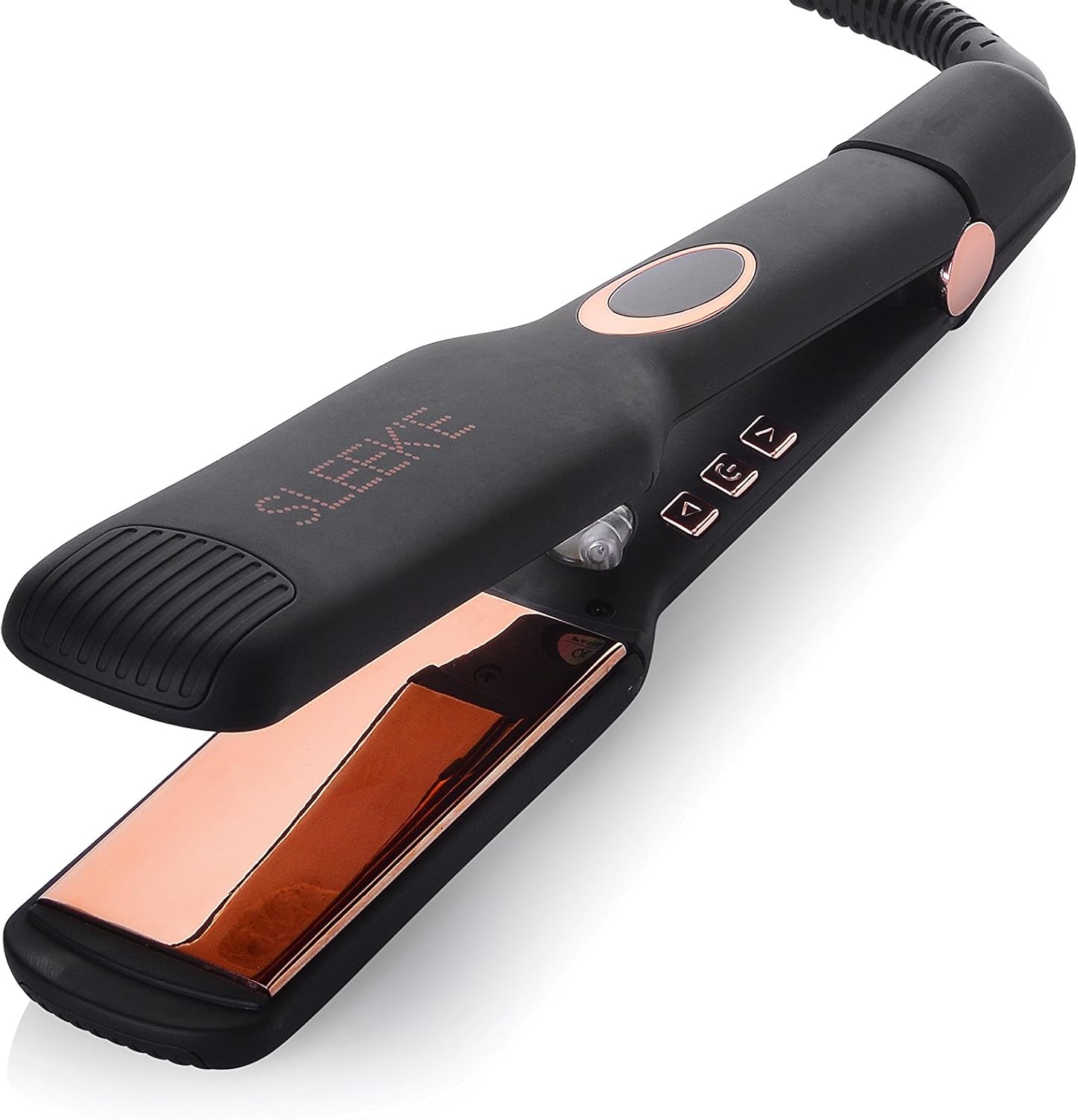 Sleek’e Hair Infrared 2" Wide Flat Iron Professional Ceramic Tourmaline-Infused Titanium Straightener (2inch, Black and Rose Gold)